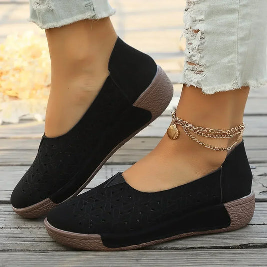 Women's Orthopedic Loafers with Leather Upper and Wedge Sole