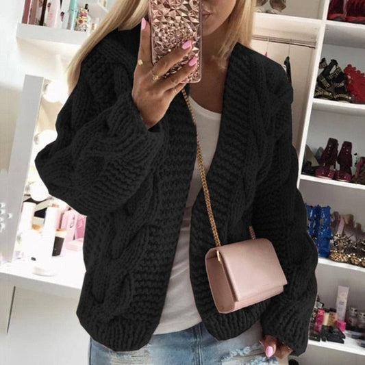 Women's Oversized Cable Knit Cardigan