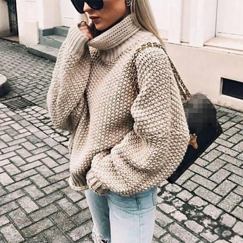 Women's Oversized Chunky Knit Turtleneck Jumper