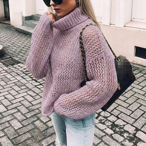 Women's Oversized Chunky Knit Turtleneck Jumper