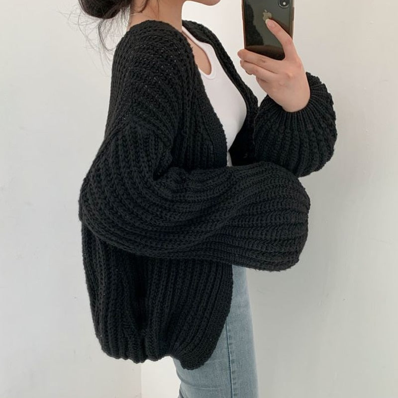 Women's Oversized Open-Front Cardigan
