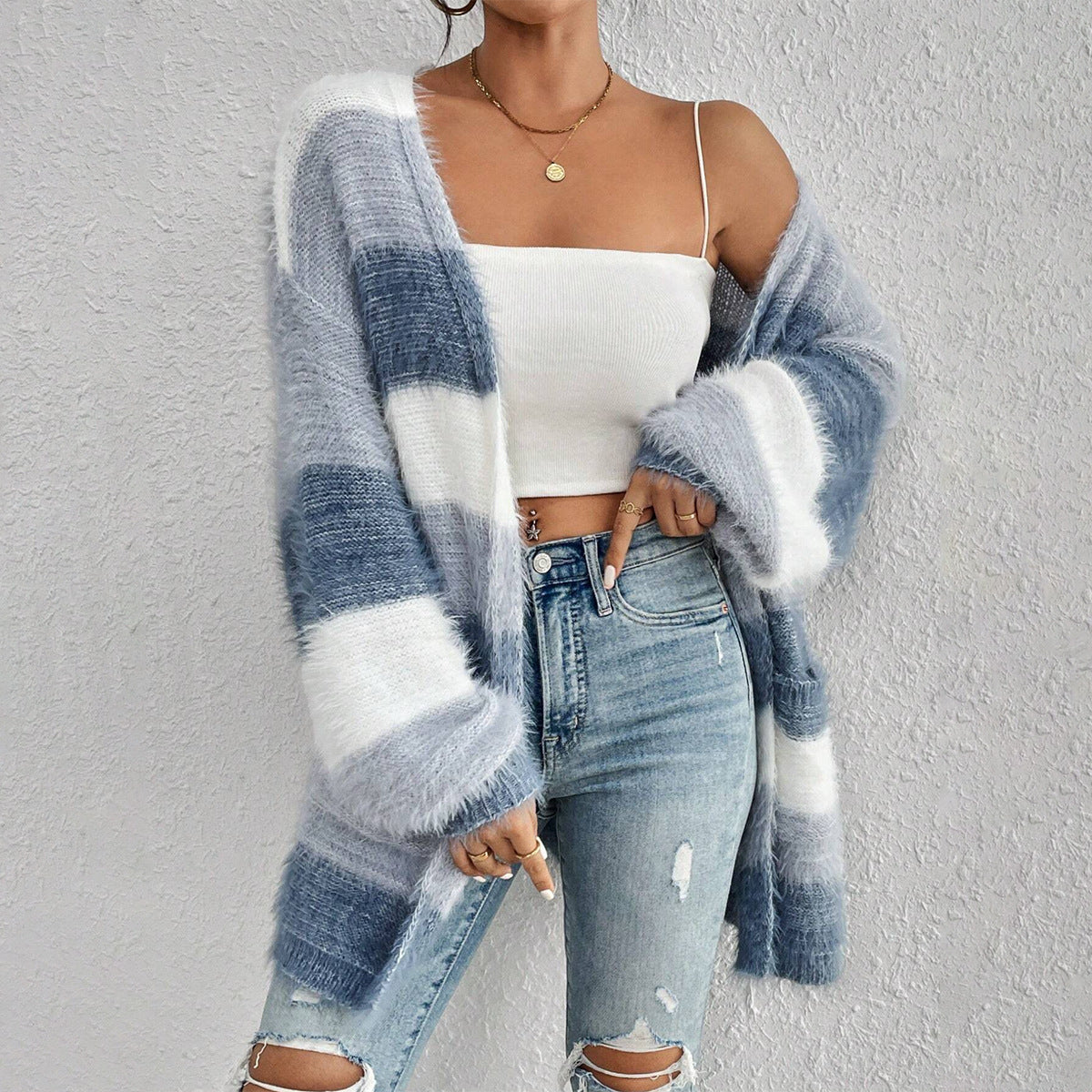 Women's Oversized Striped Cardigan