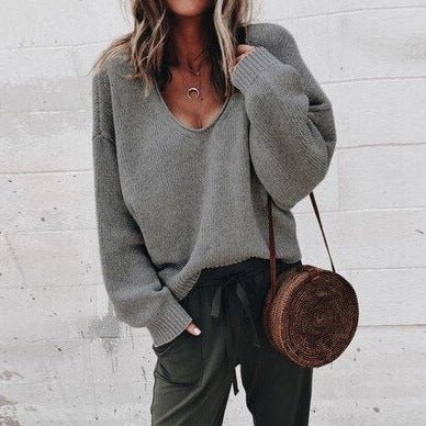 Women's Oversized V-Neck Sweater