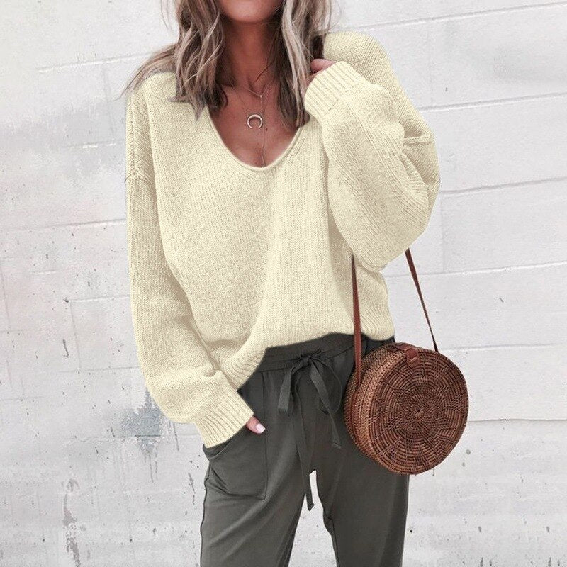 Women's Oversized V-Neck Sweater