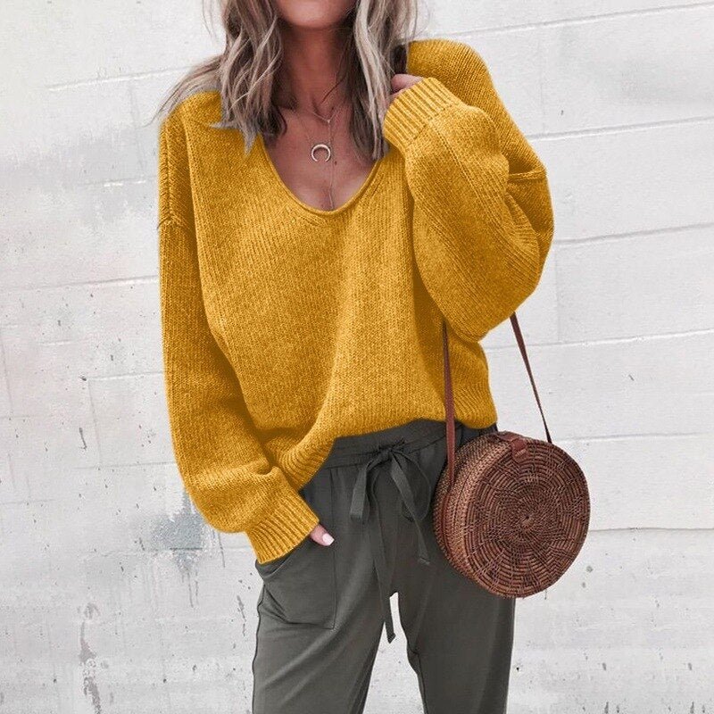 Women's Oversized V-Neck Sweater