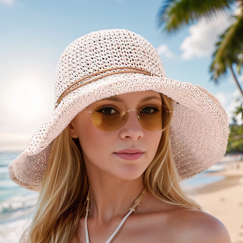 Women's Packable Wide-Brim Versatile Fedora Sun Hat