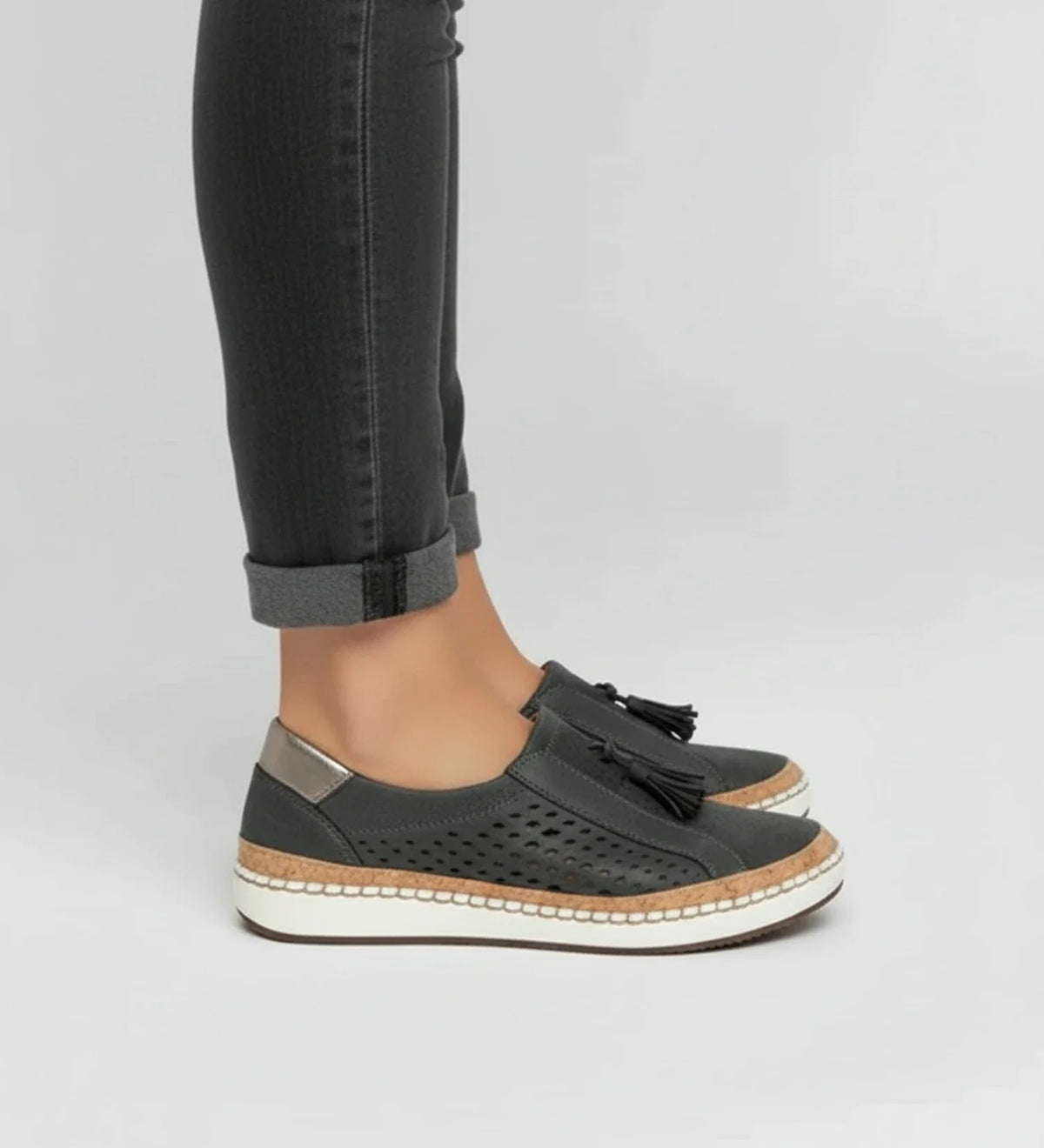 Women's Perforated Slip-On Tassel Loafer Sneakers