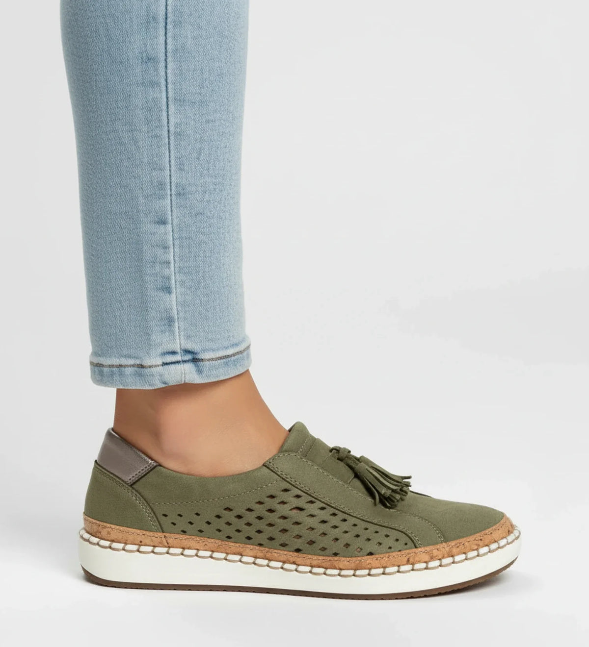 Women's Perforated Slip-On Tassel Loafer Sneakers