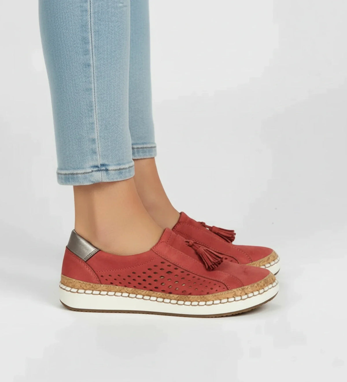 Women's Perforated Slip-On Tassel Loafer Sneakers