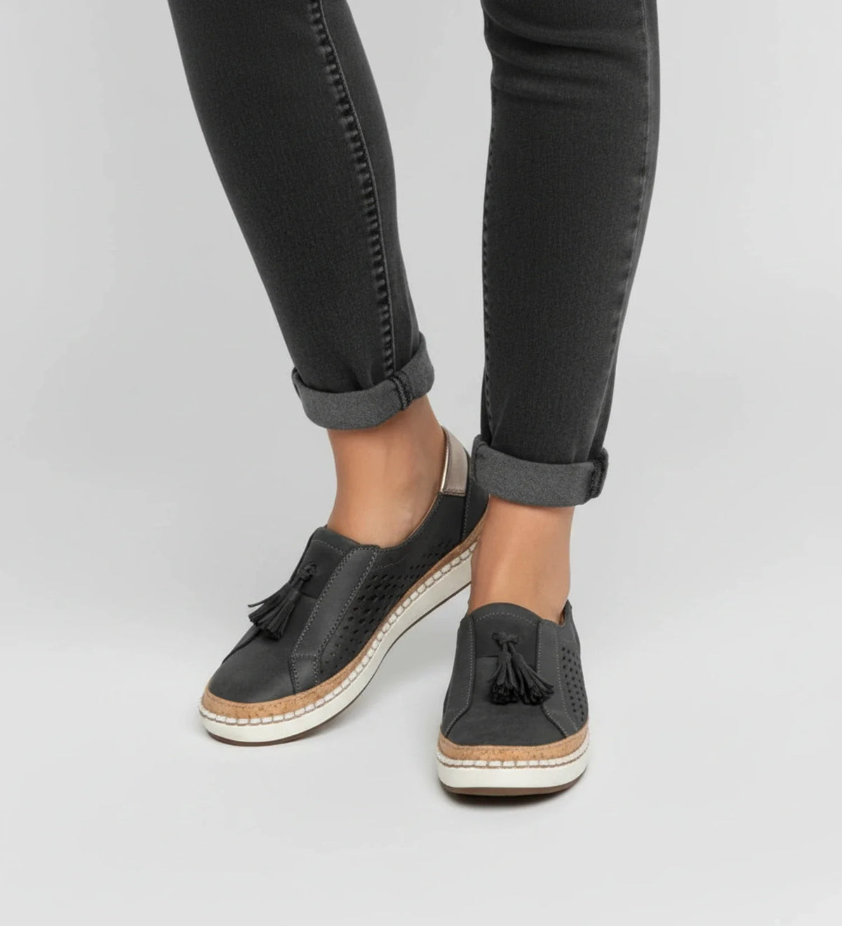 Women's Perforated Slip-On Tassel Loafer Sneakers