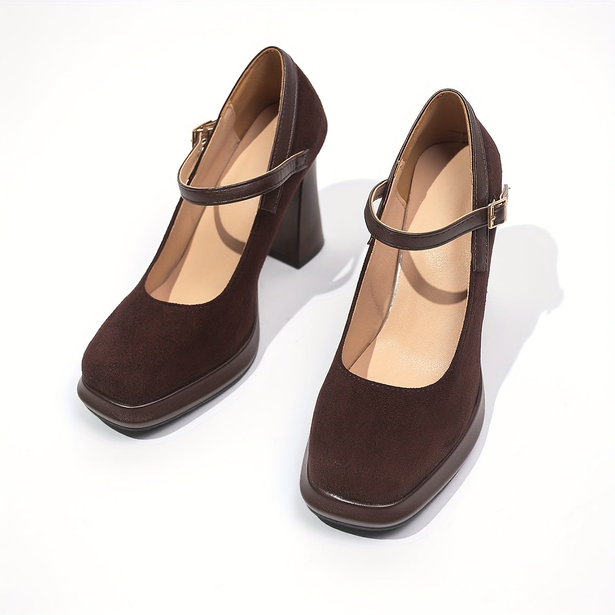 Women's Platform Heel Mary Jane Shoes with Strap