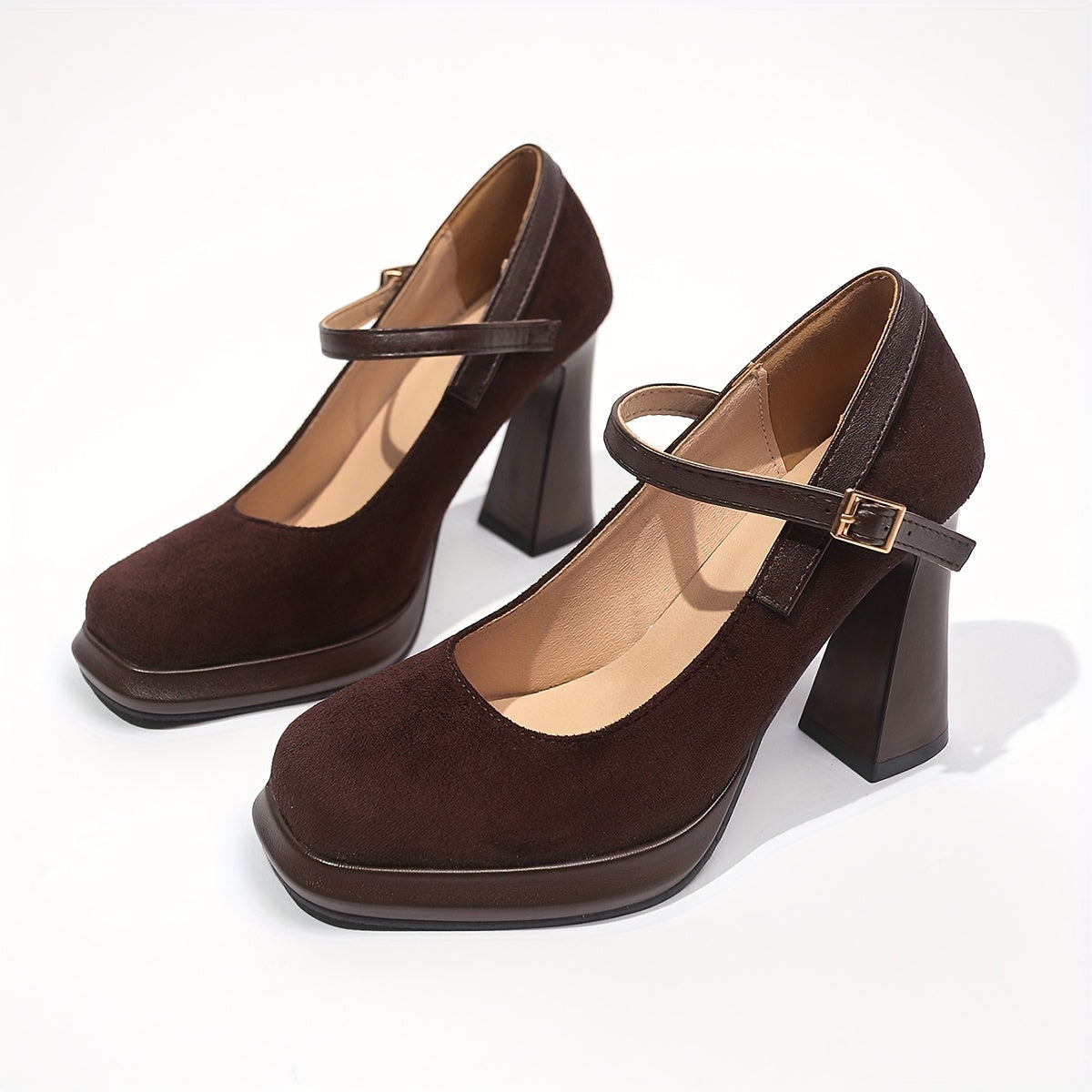 Women's Platform Heel Mary Jane Shoes with Strap