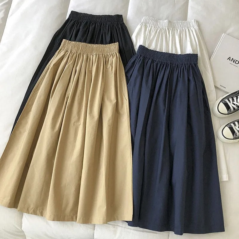 Women's Pleated A-Line Midi Skirt – Comfortable Elegance