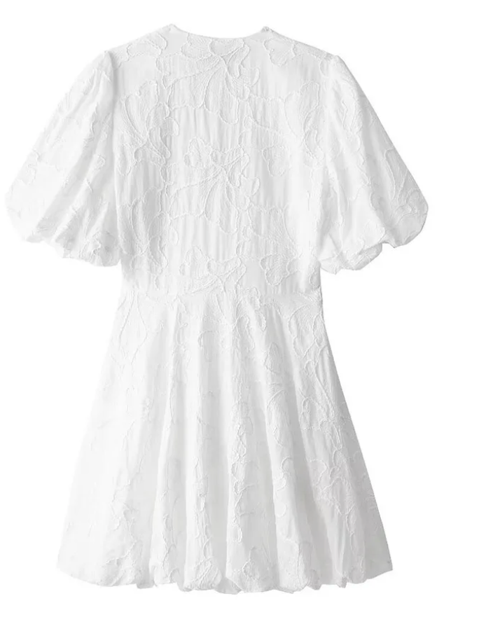 Women's Puff Sleeve V-Neck Mini Dress