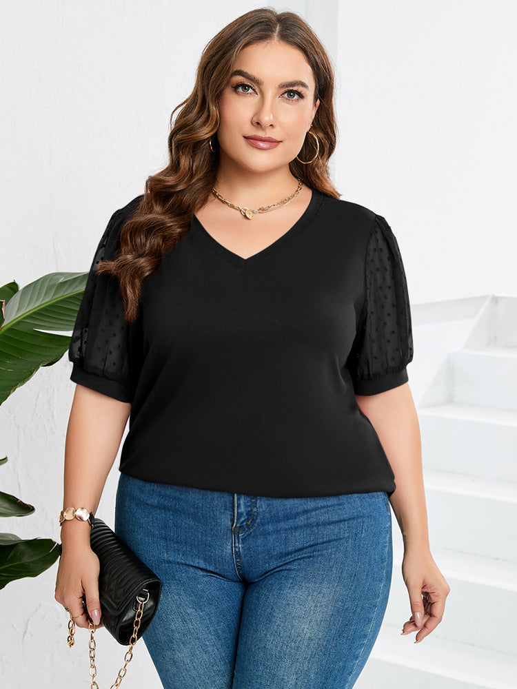 Women's Puff Sleeve V-Neck Top