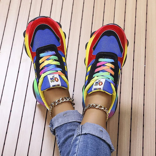 Women's Rainbow Sneakers - Supportive & Comfortable Walking Shoes with Arch Support