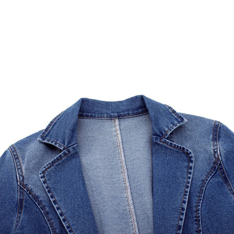 Women's Refined Denim Lapel Blazer