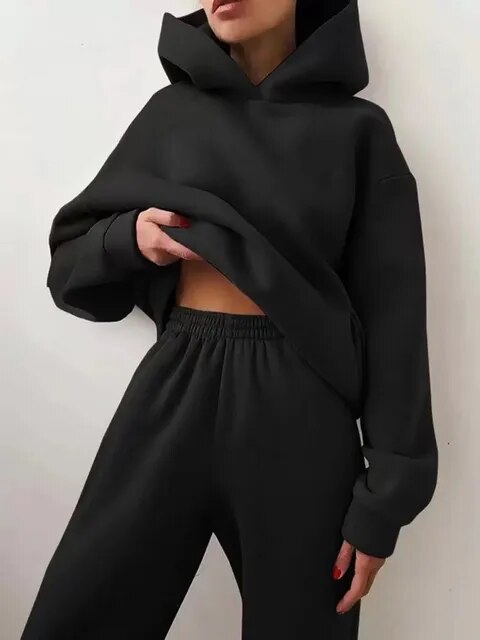 Women's Relaxed Fit Hoodie & Sweatpants Loungewear Set