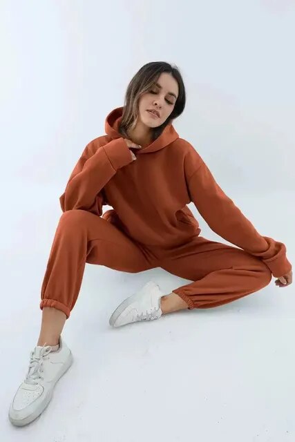 Women's Relaxed Fit Hoodie & Sweatpants Loungewear Set
