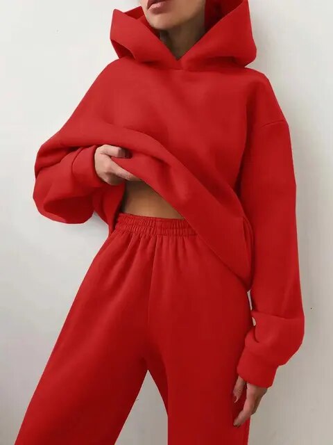 Women's Relaxed Fit Hoodie & Sweatpants Loungewear Set