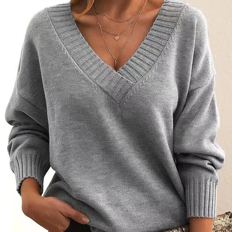 Women's Relaxed Fit V-Neck Sweater
