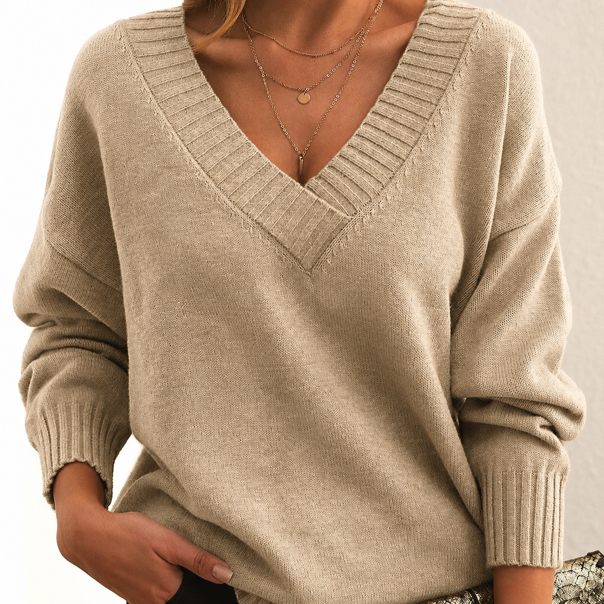 Women's Relaxed Fit V-Neck Sweater
