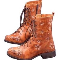 Women's Retro Boots with Ethnic Embroidery and Pointed Toe