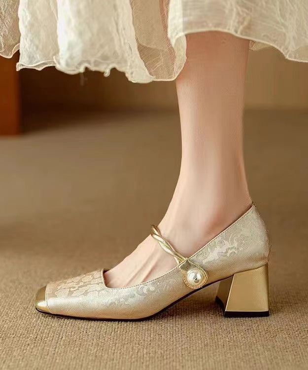 Women's Retro Chunky Heel Loafers with Buckle Strap