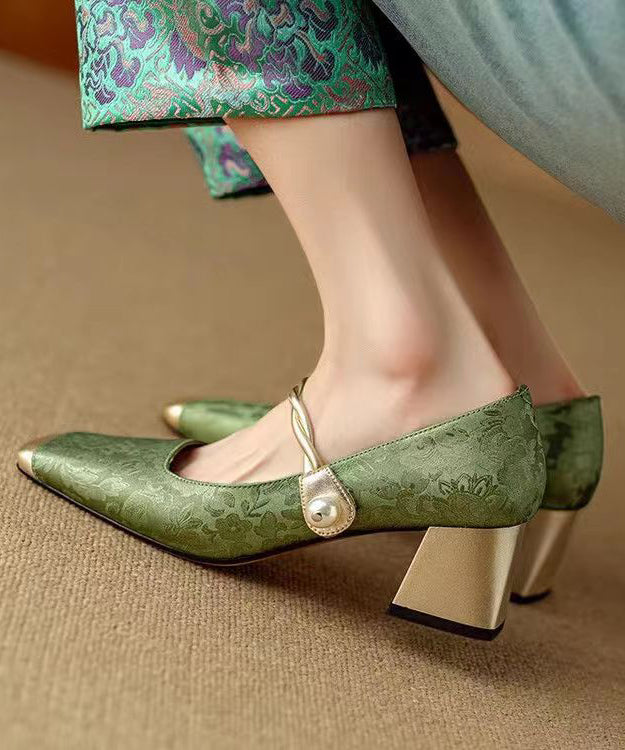 Women's Retro Chunky Heel Loafers with Buckle Strap