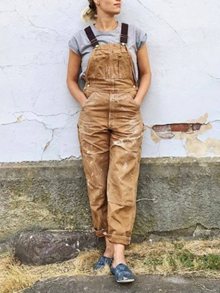 Women's Retro Style Overalls with Adjustable Straps