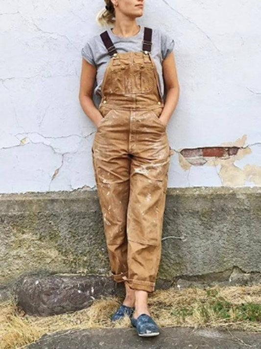Women's Retro Style Overalls with Adjustable Straps