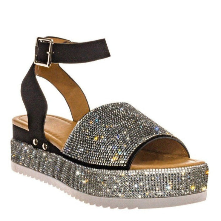 Women's Rhinestone-Embellished Platform Sandals