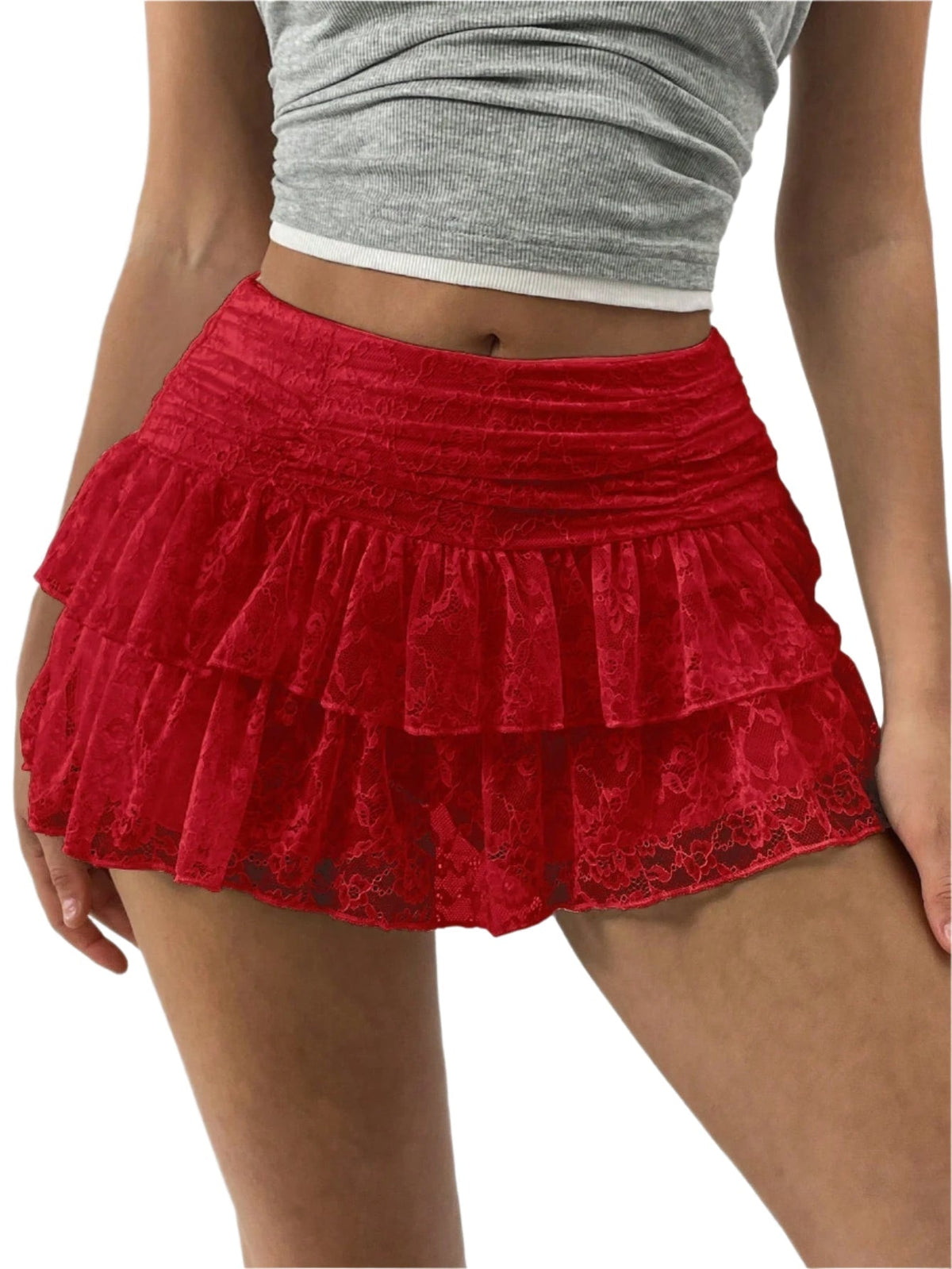 Women's Ruffled Mini Skirt with Wide Waistband – Autumn Edition
