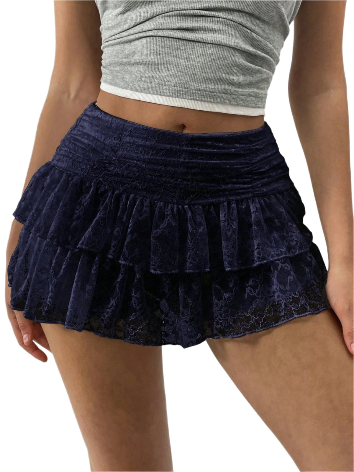 Women's Ruffled Mini Skirt with Wide Waistband – Autumn Edition