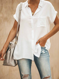 Women's Short-Sleeve Button-Down Blouse