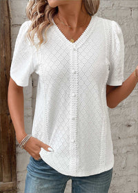 Women's Short Sleeve Button-Down Blouse