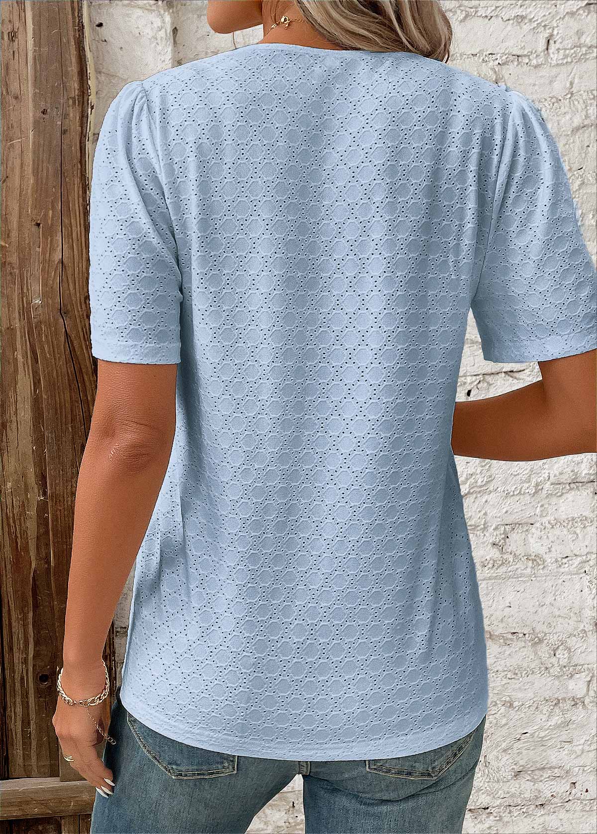 Women's Short Sleeve Button-Down Blouse