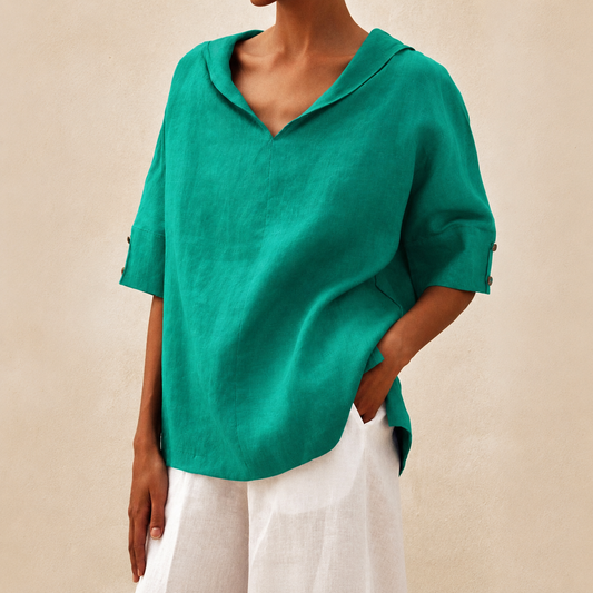Women's Short-Sleeved Collared Blouse