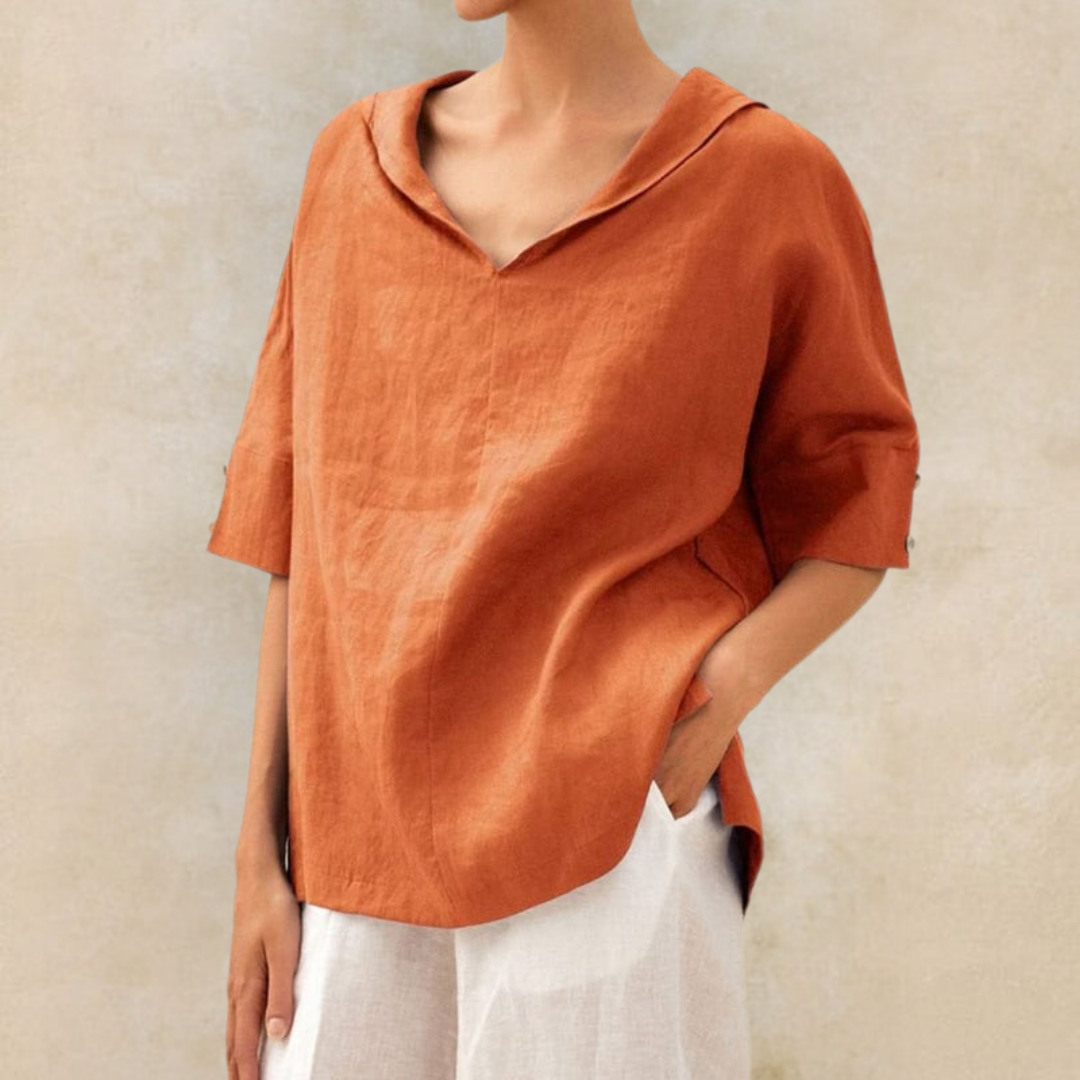 Women's Short-Sleeved Collared Blouse