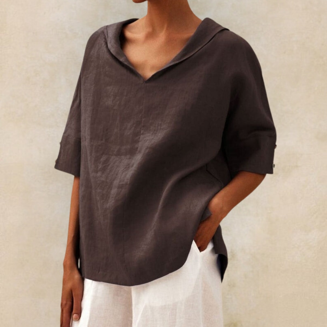 Women's Short-Sleeved Collared Blouse