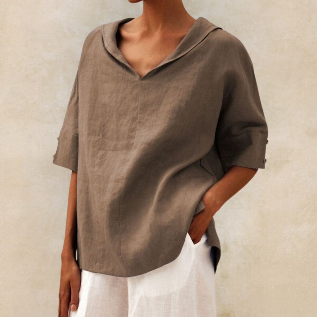 Women's Short-Sleeved Collared Blouse