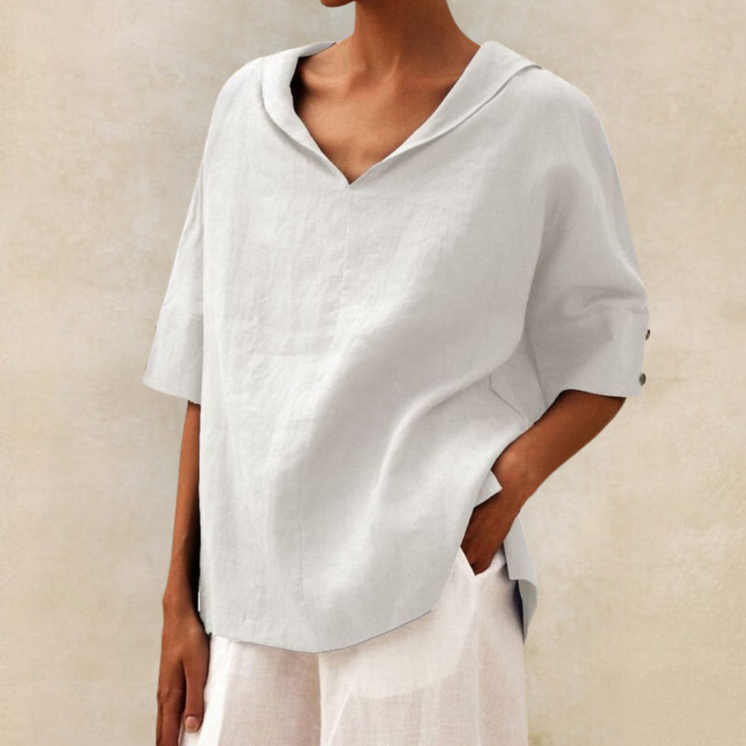 Women's Short-Sleeved Collared Blouse