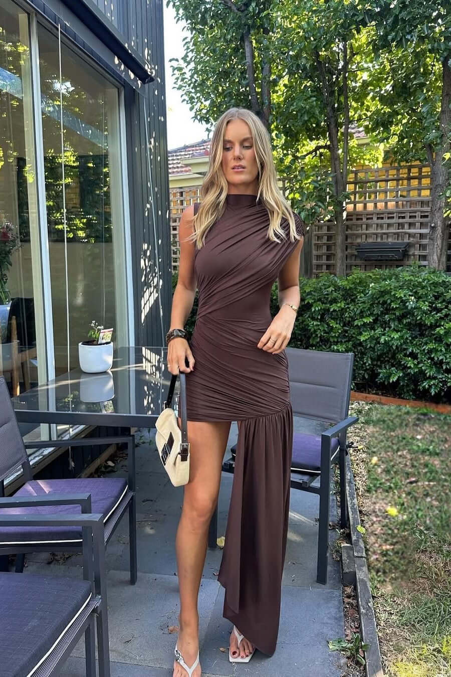 Women's Sleeveless Asymmetrical Maxi Dress