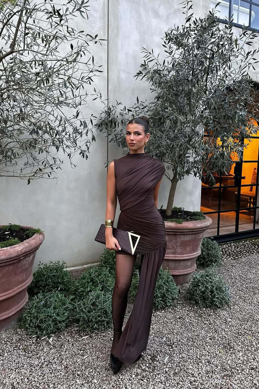 Women's Sleeveless Asymmetrical Maxi Dress