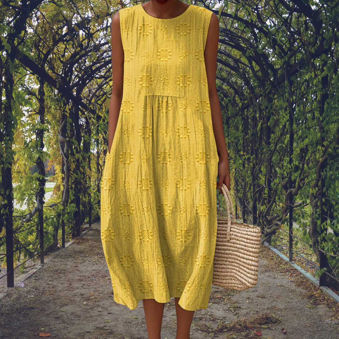 Women's Sleeveless Cotton A-Line Midi Dress