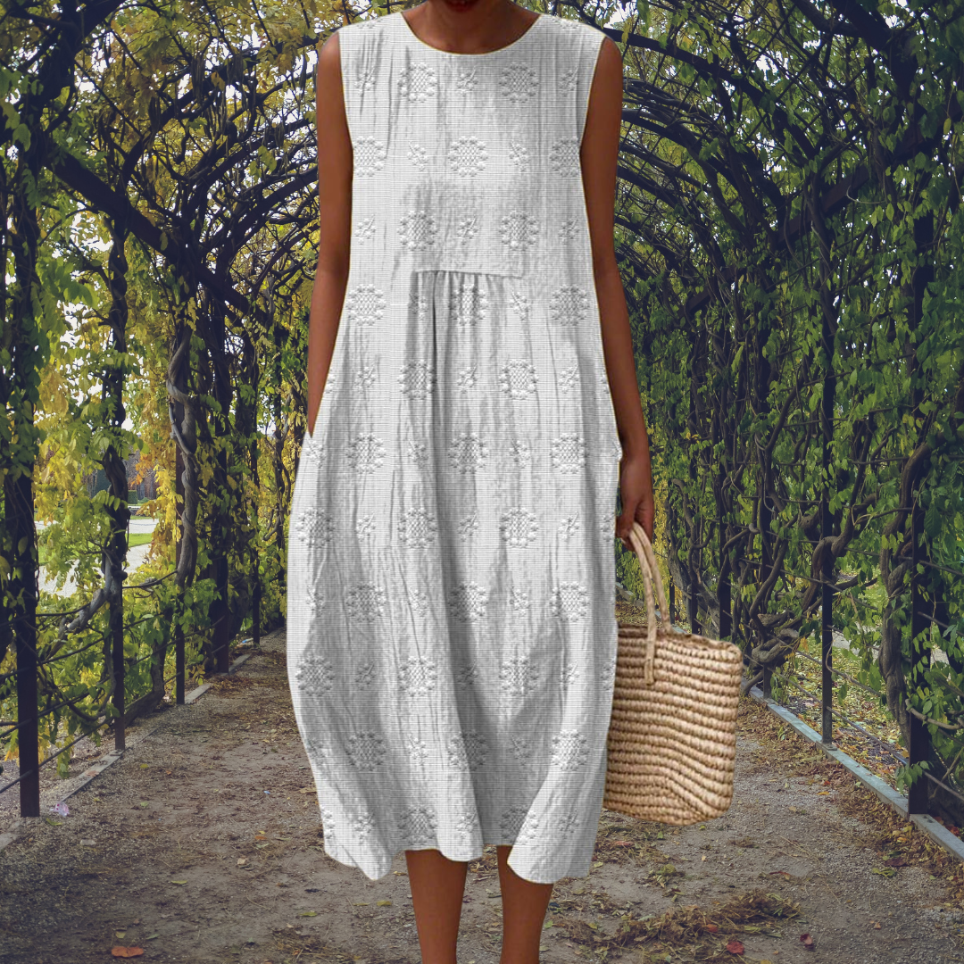 Women's Sleeveless Cotton A-Line Midi Dress