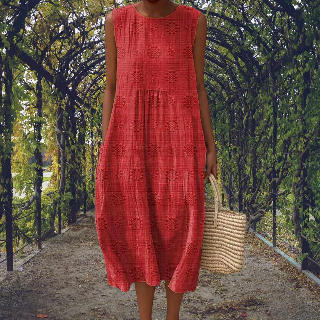 Women's Sleeveless Cotton A-Line Midi Dress