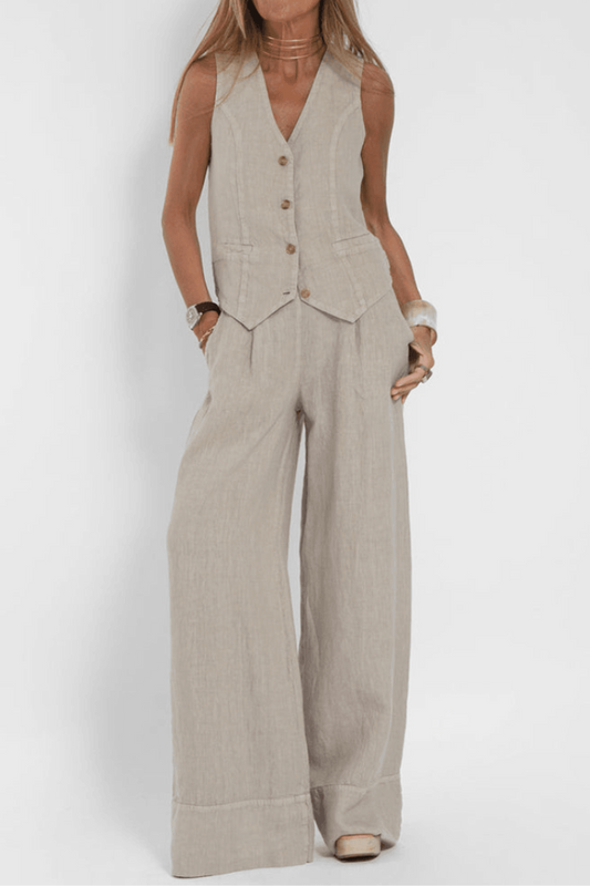 Women's Sleeveless V-Neck Two-Piece Set