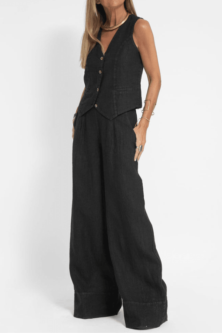 Women's Sleeveless V-Neck Two-Piece Set