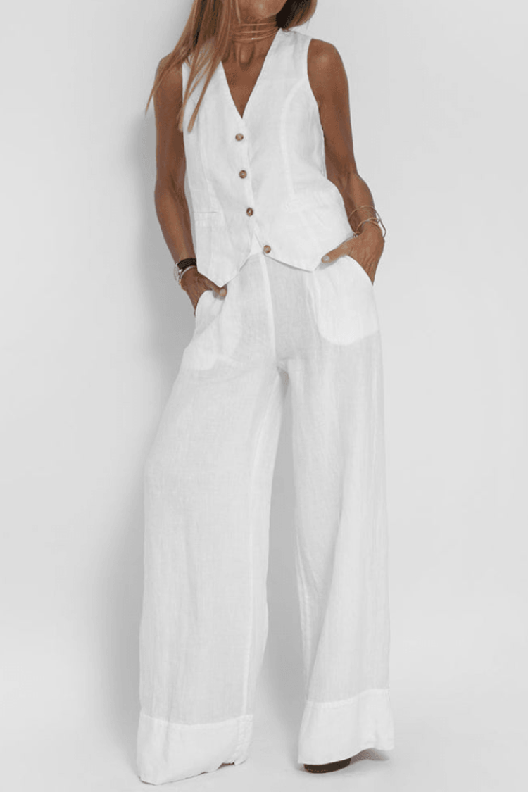 Women's Sleeveless V-Neck Two-Piece Set